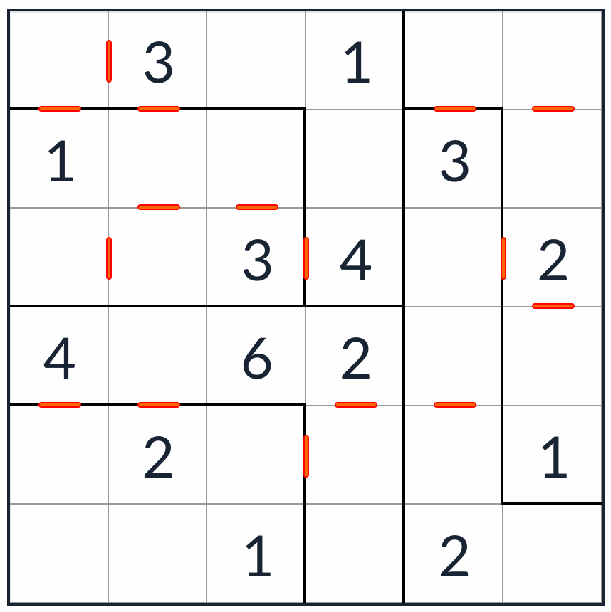 Анти-кинг нерегулярно подряд Sudoku 6x6