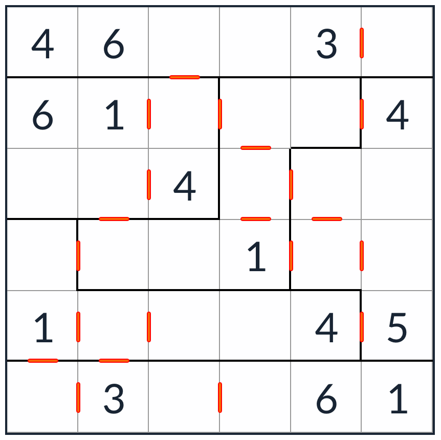 против нерегулярного последовательного загадки Sudoku 6x6