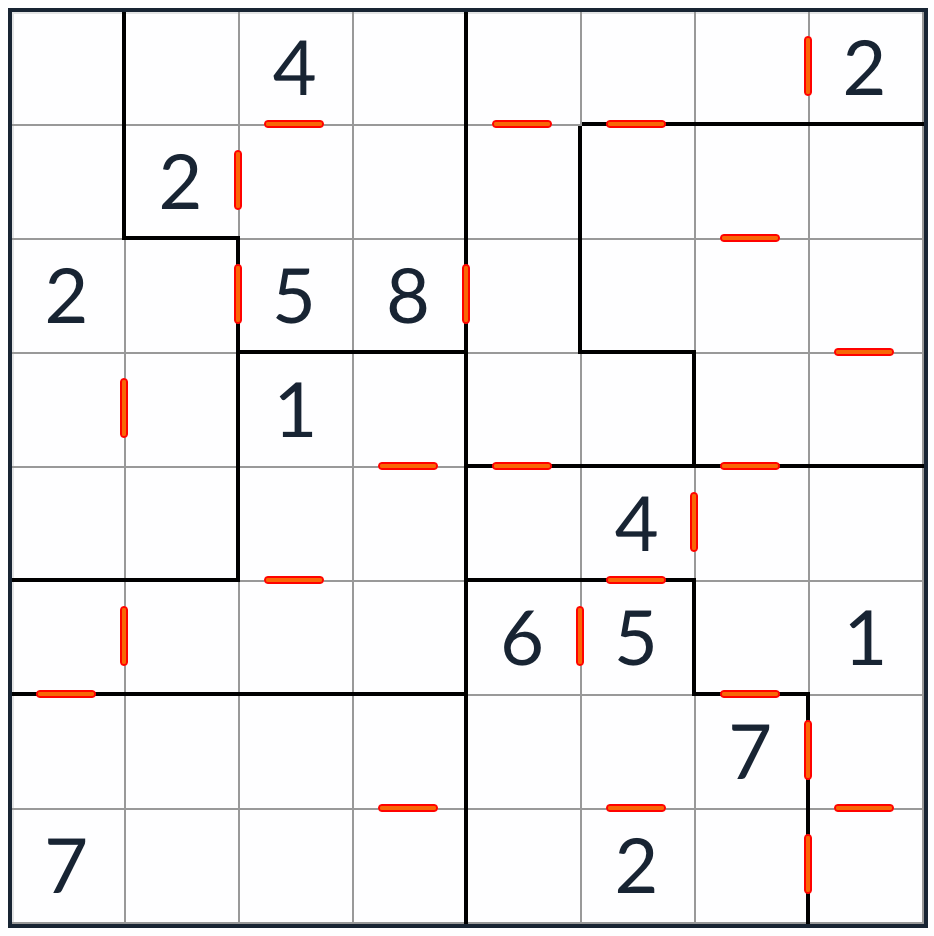 нерегулярная последовательная головоломка Sudoku 8x8