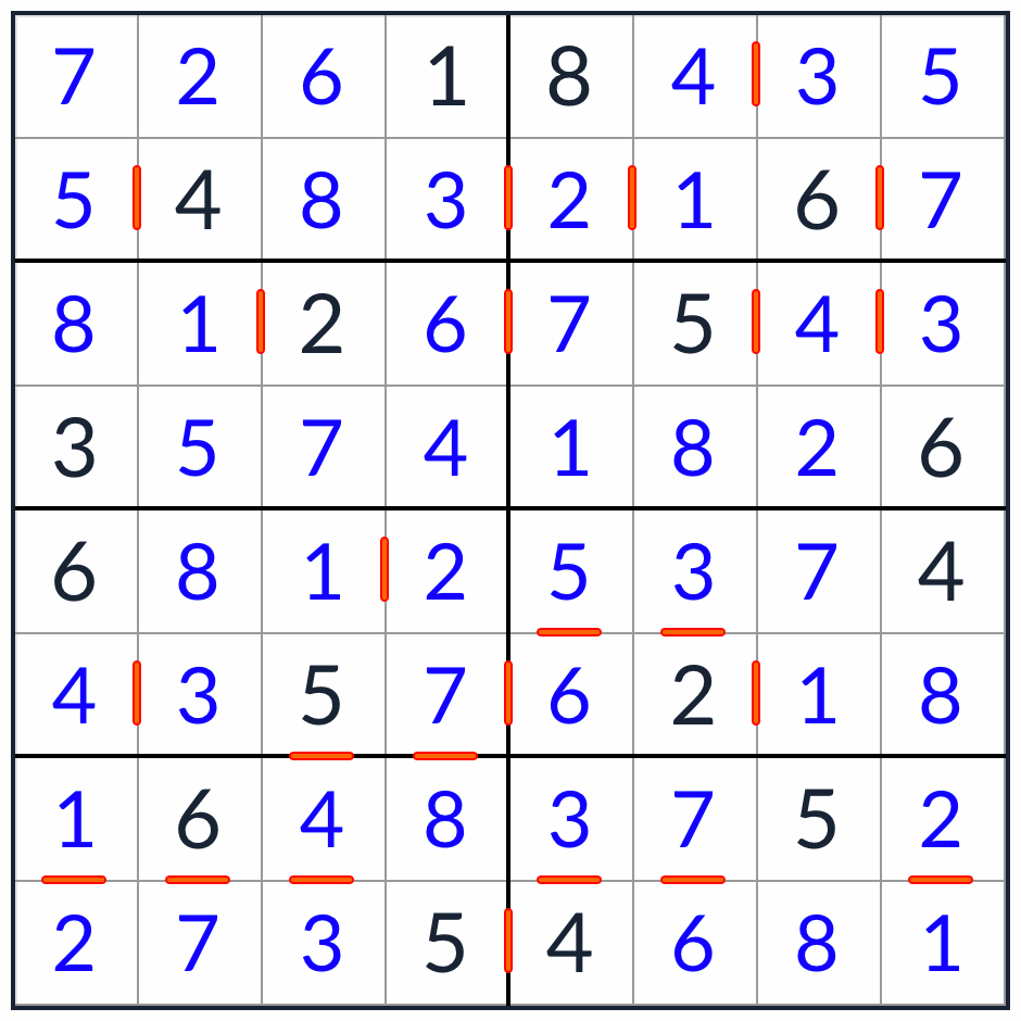 антикинг-последовательный Sudoku 8x8 раствор