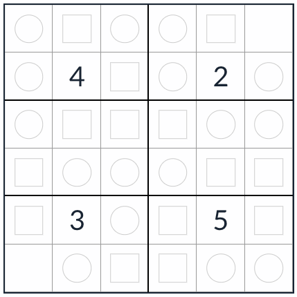 Anti-Knight Evel-odd Sudoku 6x6