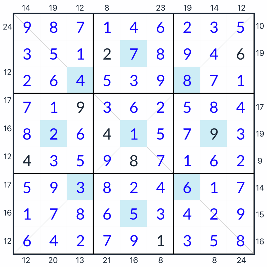 Диагональная каркавая кадр Sudoku Sudoku