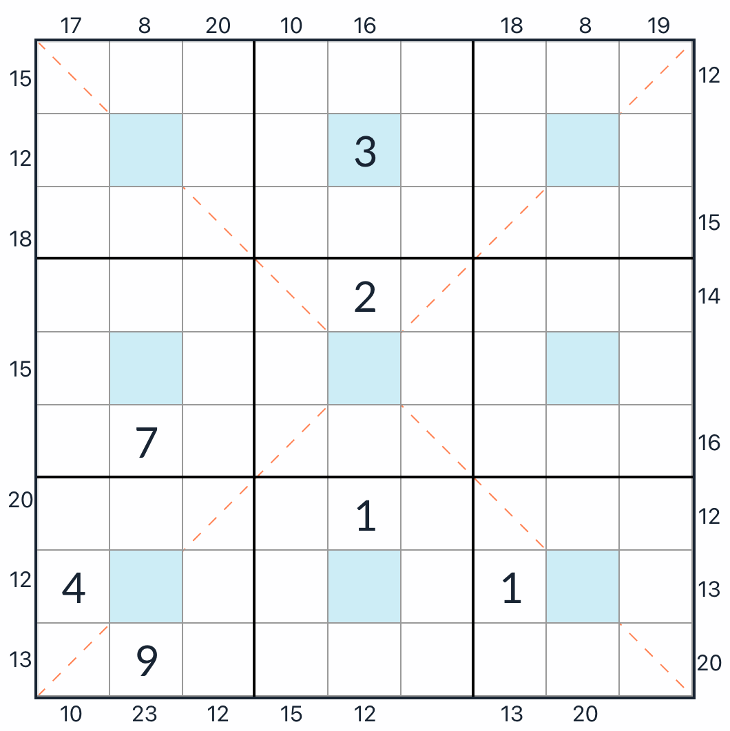 Антидиагональный центр точечной каркас Sudoku Вопрос