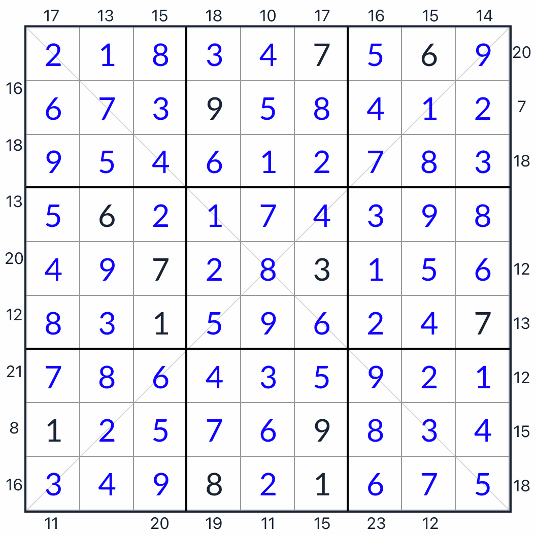 Диагональное рамка Sudoku Solution