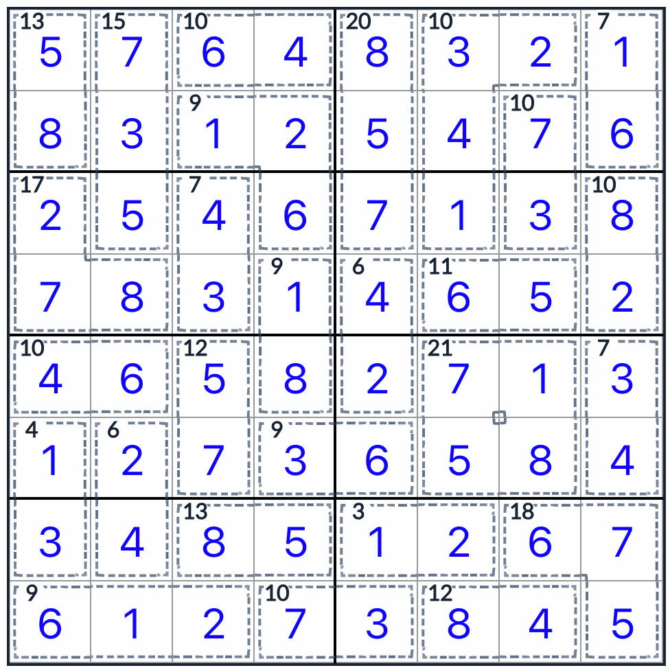 Anti-Killer Sudoku 8x8 Решение