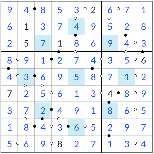 Asterisk Kropki Sudoku Solution