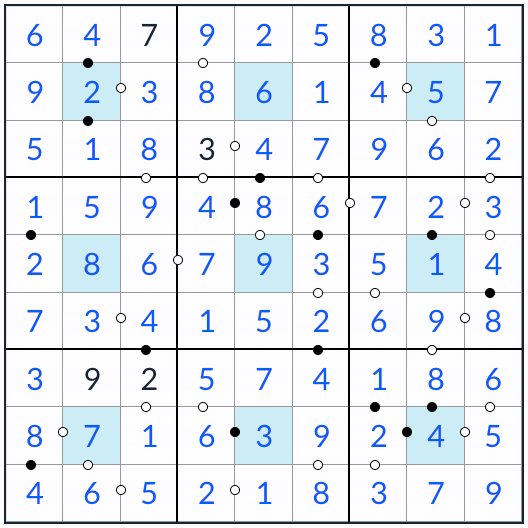 Центр Kropki Sudoku Solution