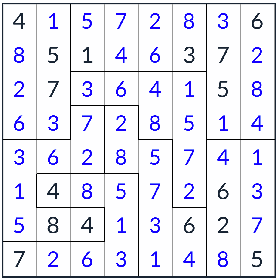 *нерегулярный неконцептивный решение Sudoku 8x8