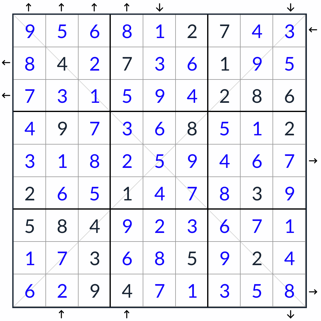 Антикинг-диагональный раствор Rossini Sudoku