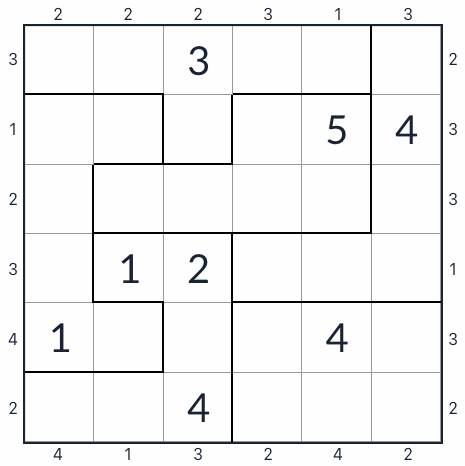 Нерегулярное небоскреб Sudoku 6x6