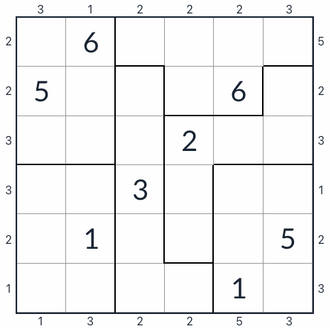Антизационная нерегулярная небоскреб Sudoku 6x6
