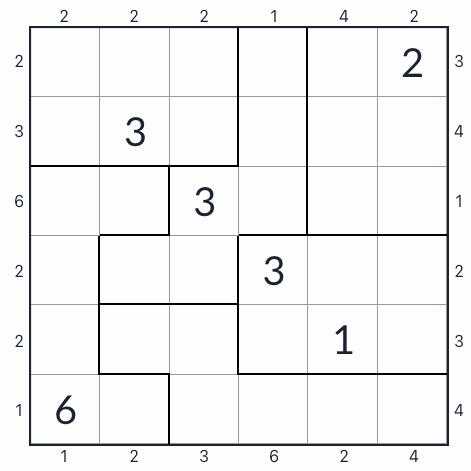 Анти-рыцарский нерегулярный небоскреб Sudoku 6x6