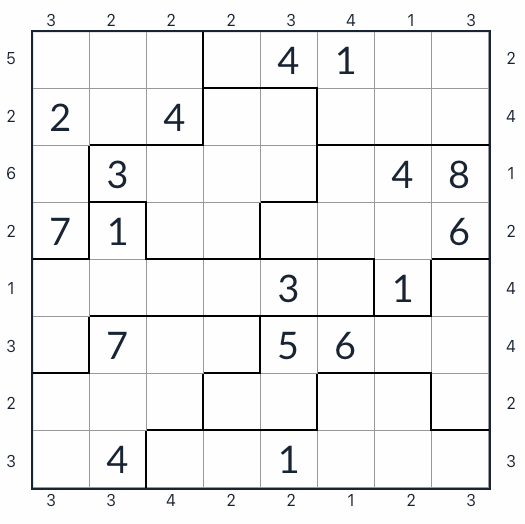 Нерегулярное небоскреб Sudoku 8x8