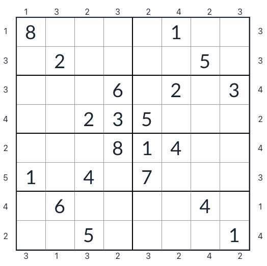 Антикинг-небоскреб Sudoku 8x8
