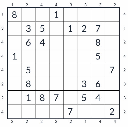 Анти-рыцарский небоскреб Sudoku 8x8